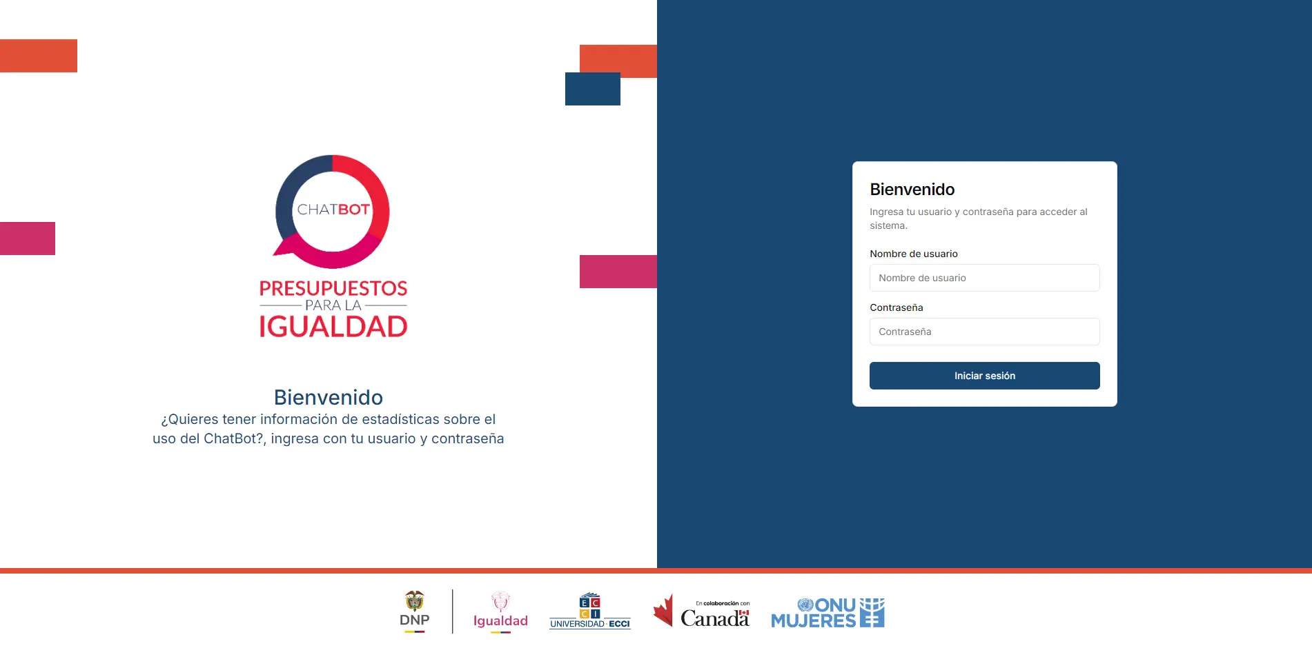 Captura de pantalla del proyecto Chatbot Presupuestos para la igualdad - ONU Mujeres